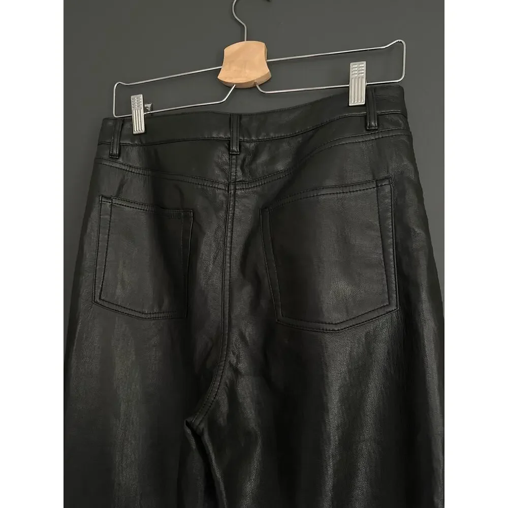 Aritzia Wilfred The Melina Black Vegan Leather Straight Leg Pant Size 10 - Picture 8 of 12